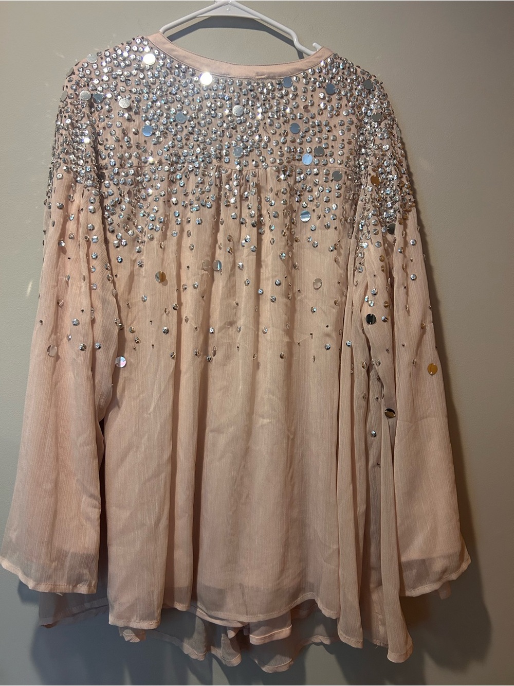 NWT Roaman's Woman's Plus Size 22 Shirt Pink Silver Sequin Glam Cocktail Sparkle - Picture 4 of 5